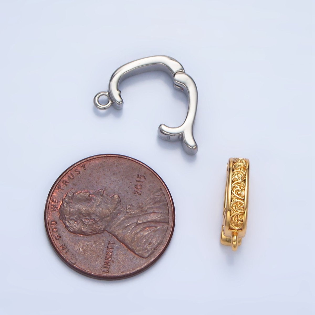 24K Gold Filled 14mm Filigree Snap Latch Bail Findings in Gold &amp; Silver | Z973