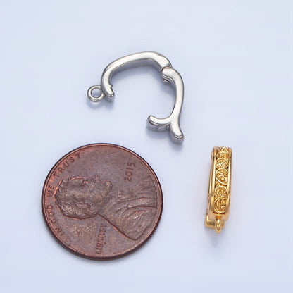 24K Gold Filled 14mm Filigree Snap Latch Bail Findings in Gold &amp; Silver | Z973