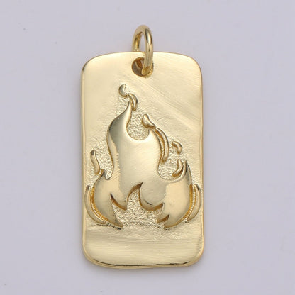 24K Gold Filled Fire Rectangle Charm D-926