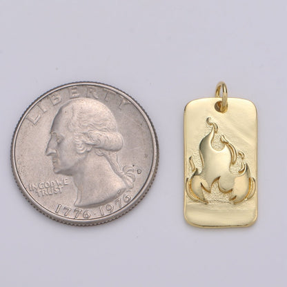 24K Gold Filled Fire Rectangle Charm D-926