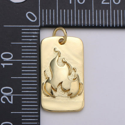 24K Gold Filled Fire Rectangle Charm D-926