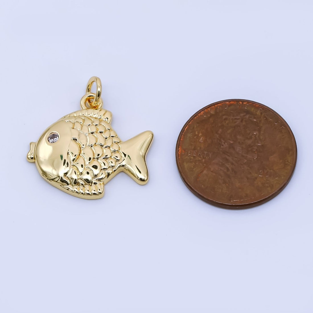 24K Gold Filled Fish Charm Fisherman Sea Pendant | AJ399