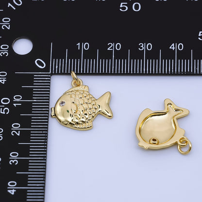 24K Gold Filled Fish Charm Fisherman Sea Pendant | AJ399