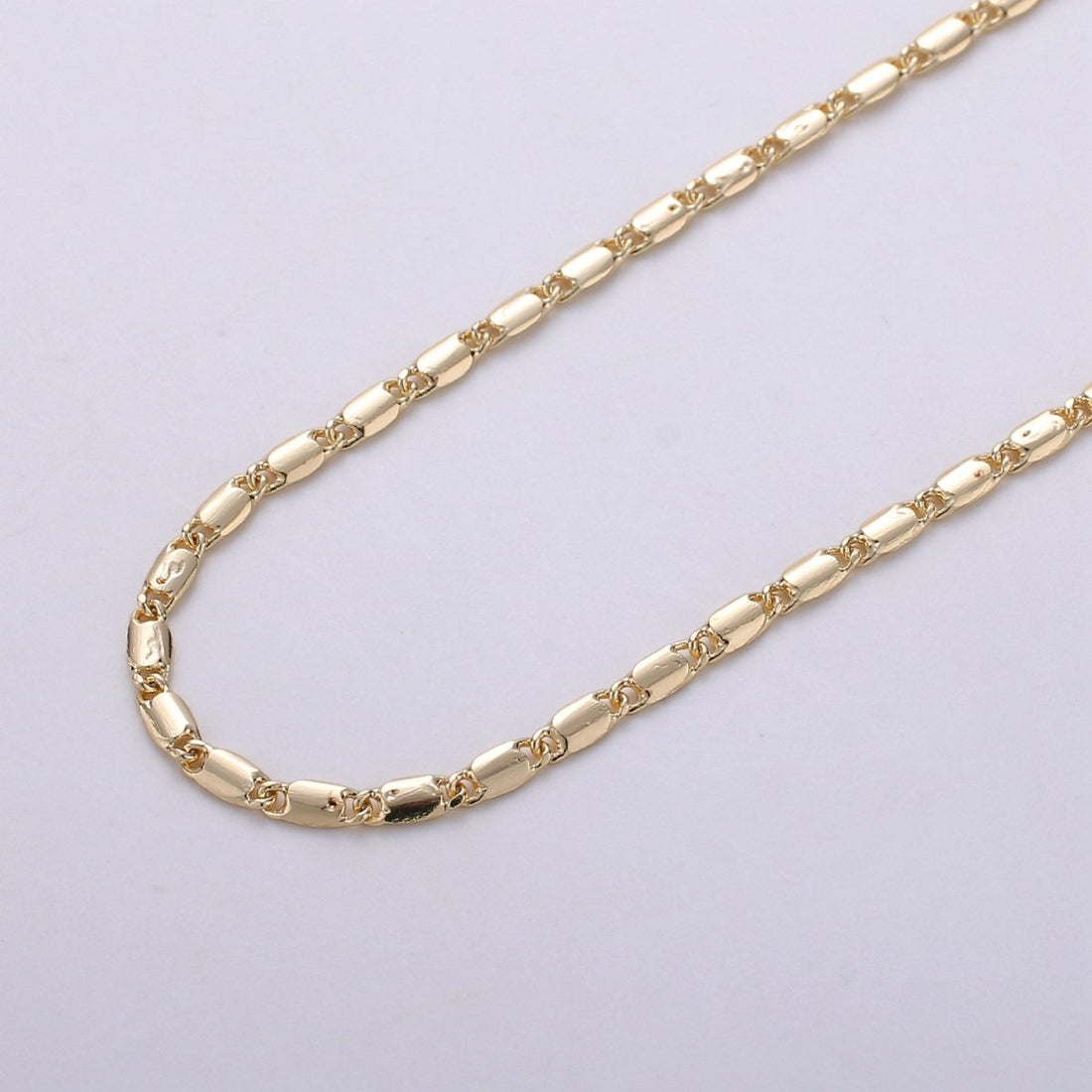 24K Gold Filled Flat Bar Unique Chain, 3mm Unique Lock Chain By Yard, For Necklace, Bracelet, Anklet Supply Component | ROLL-266 ROLL-822