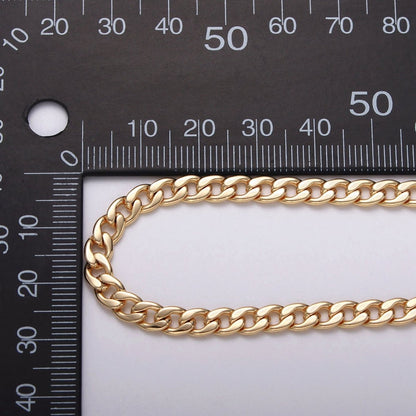 24k Gold Filled Flat Concave Curb 5mm Width Unfinished Chain by Yard in Gold &amp; Silver | ROLL-1058, ROLL-1104 Clearance Pricing