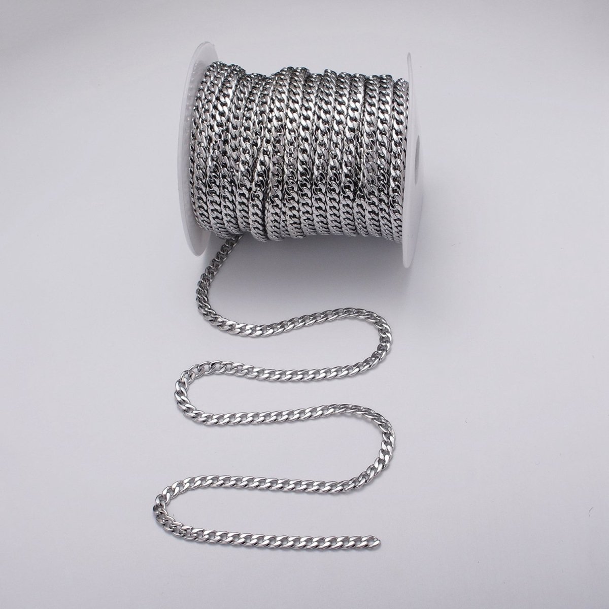 24k Gold Filled Flat Concave Curb 5mm Width Unfinished Chain by Yard in Gold &amp; Silver | ROLL-1058, ROLL-1104 Clearance Pricing