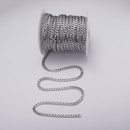 24k Gold Filled Flat Concave Curb 5mm Width Unfinished Chain by Yard in Gold &amp; Silver | ROLL-1058, ROLL-1104 Clearance Pricing