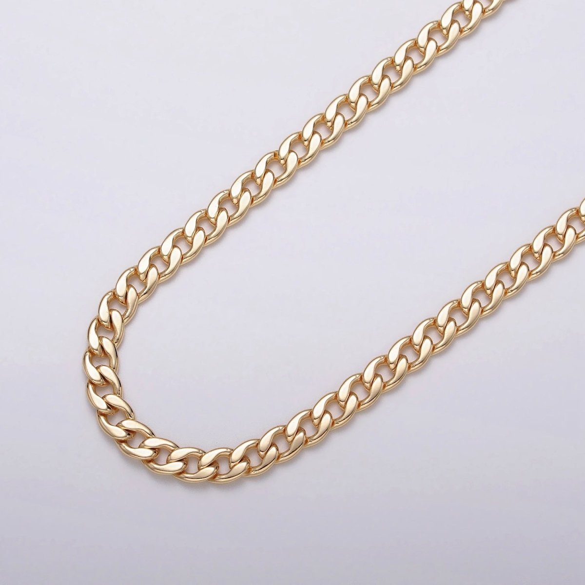 24k Gold Filled Flat Concave Curb 5mm Width Unfinished Chain by Yard in Gold &amp; Silver | ROLL-1058, ROLL-1104 Clearance Pricing