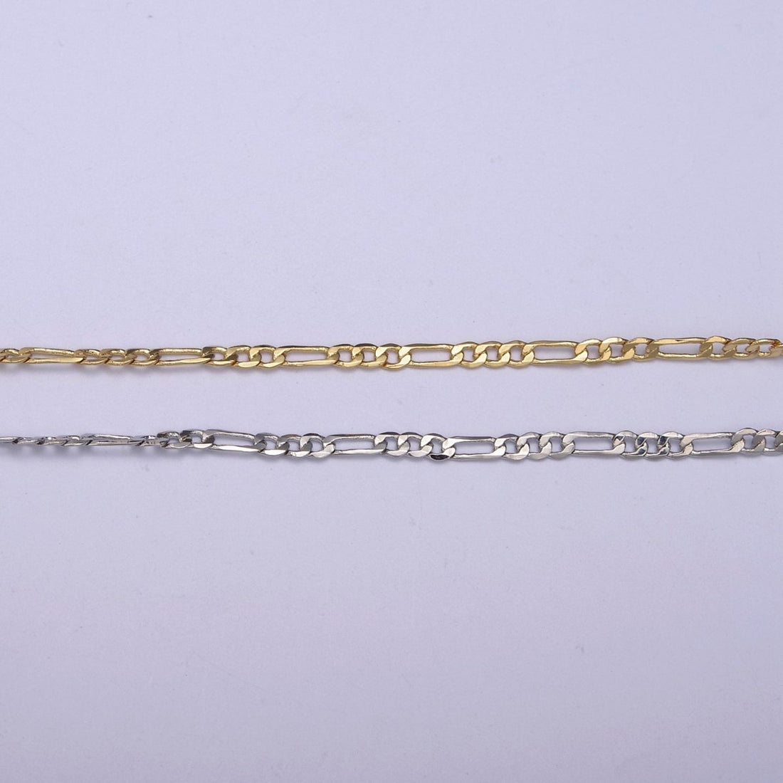 24K Gold Filled Flat Figaro Chain, Dainty 2mm Unfinished Chain in Gold &amp; Silver For Jewelry Making | ROLL-670, ROLL-671 Clearnce Pricing