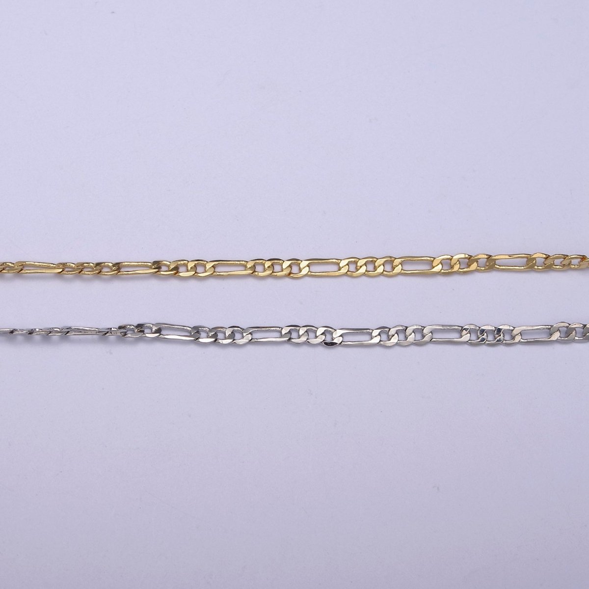 24K Gold Filled Flat Figaro Chain, Dainty 2mm Unfinished Chain in Gold &amp; Silver For Jewelry Making | ROLL-670, ROLL-671 Clearnce Pricing