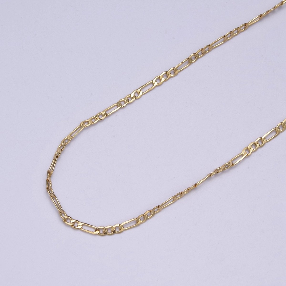 24K Gold Filled Flat Figaro Chain, Dainty 2mm Unfinished Chain in Gold &amp; Silver For Jewelry Making | ROLL-670, ROLL-671 Clearnce Pricing