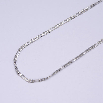 24K Gold Filled Flat Figaro Chain, Dainty 2mm Unfinished Chain in Gold &amp; Silver For Jewelry Making | ROLL-670, ROLL-671 Clearnce Pricing