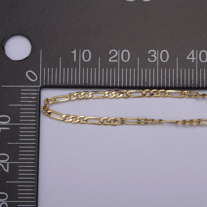 24K Gold Filled Flat Figaro Chain, Dainty 2mm Unfinished Chain in Gold &amp; Silver For Jewelry Making | ROLL-670, ROLL-671 Clearnce Pricing