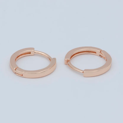 24K Gold Filled Flat Minimalist Huggie Earrings in Gold, Silver &amp; Rose Gold | AB1208 - AB1210