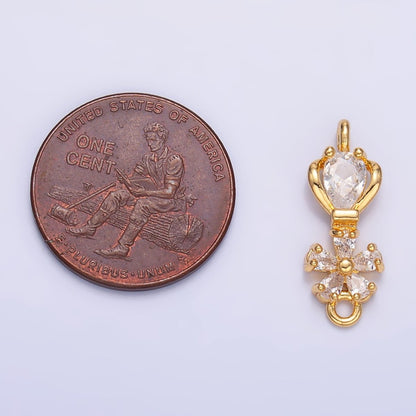 24K Gold Filled 19.5mm Flower Geometric CZ Connector in Gold &amp; Silver | Y002