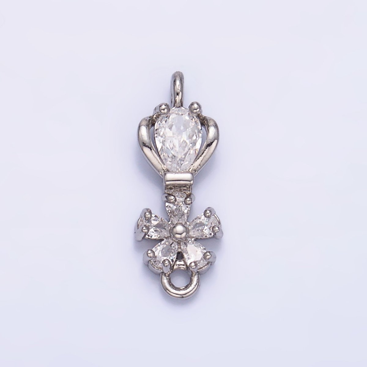 24K Gold Filled 19.5mm Flower Geometric CZ Connector in Gold &amp; Silver | Y002