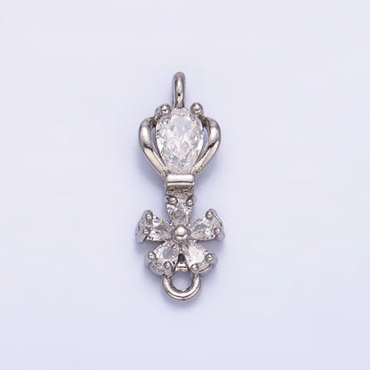 24K Gold Filled 19.5mm Flower Geometric CZ Connector in Gold &amp; Silver | Y002