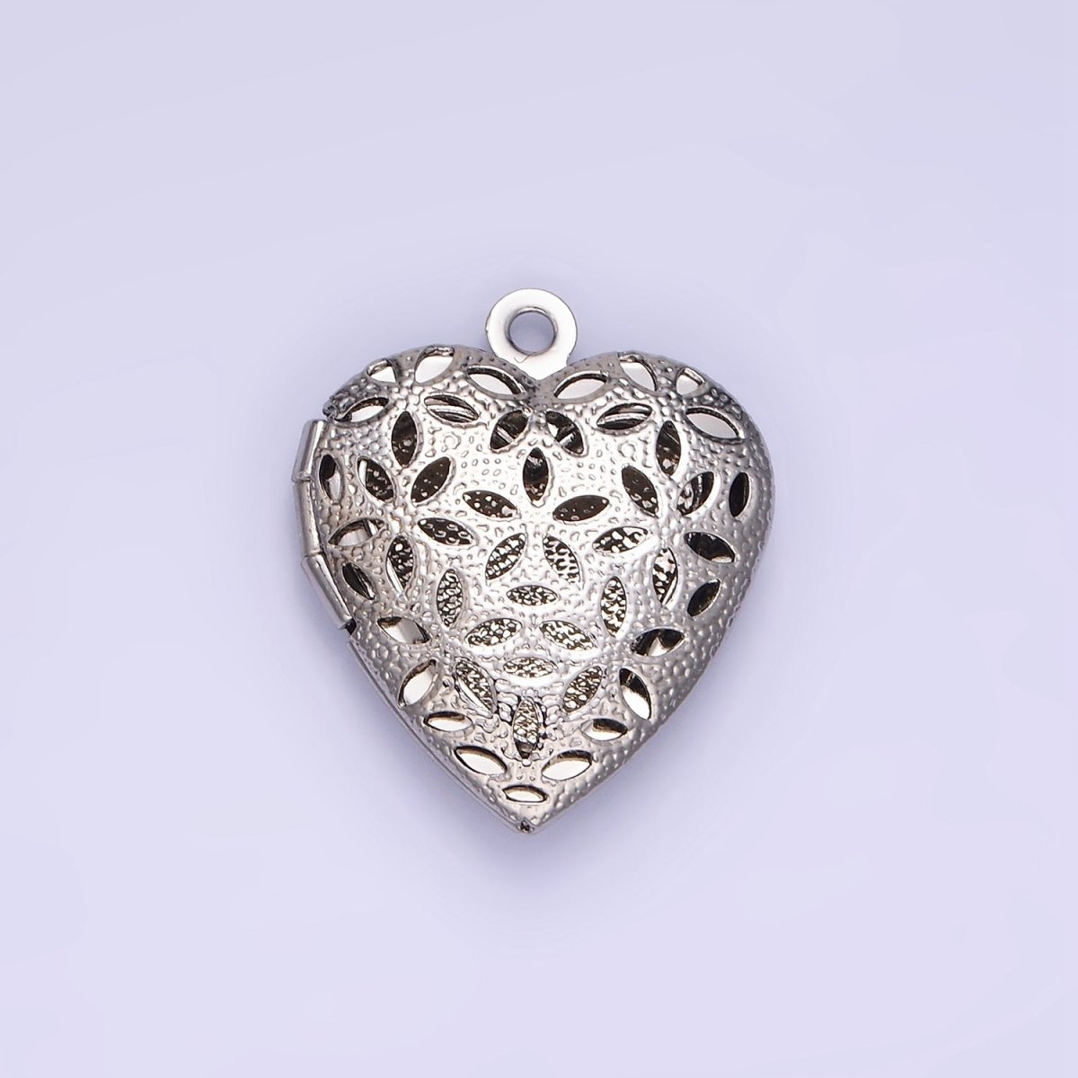 24K Gold Filled Flower Filigree Dotted Heart Locket in Gold &amp; Silver | D399