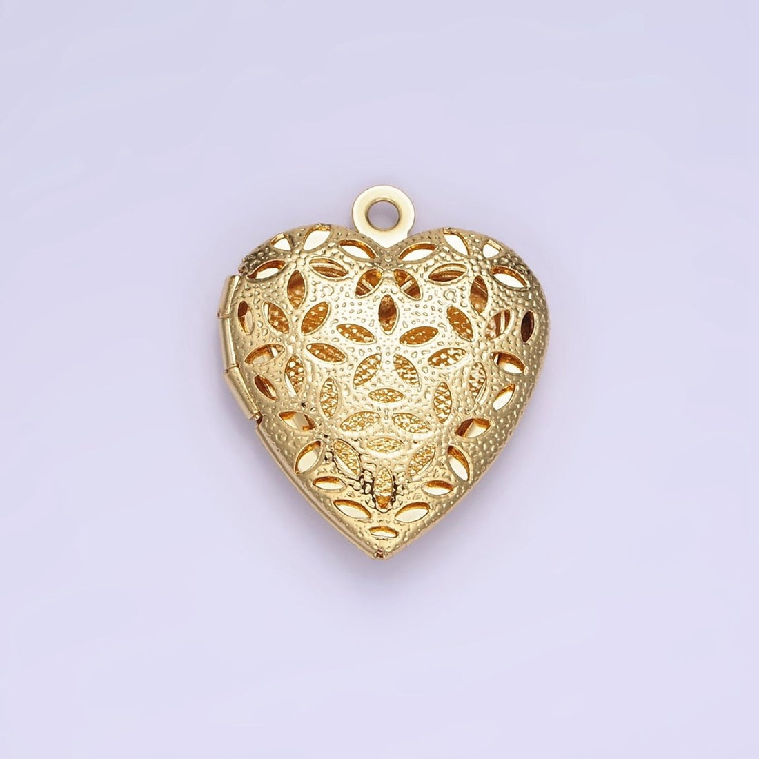 24K Gold Filled Flower Filigree Dotted Heart Locket in Gold &amp; Silver | D399