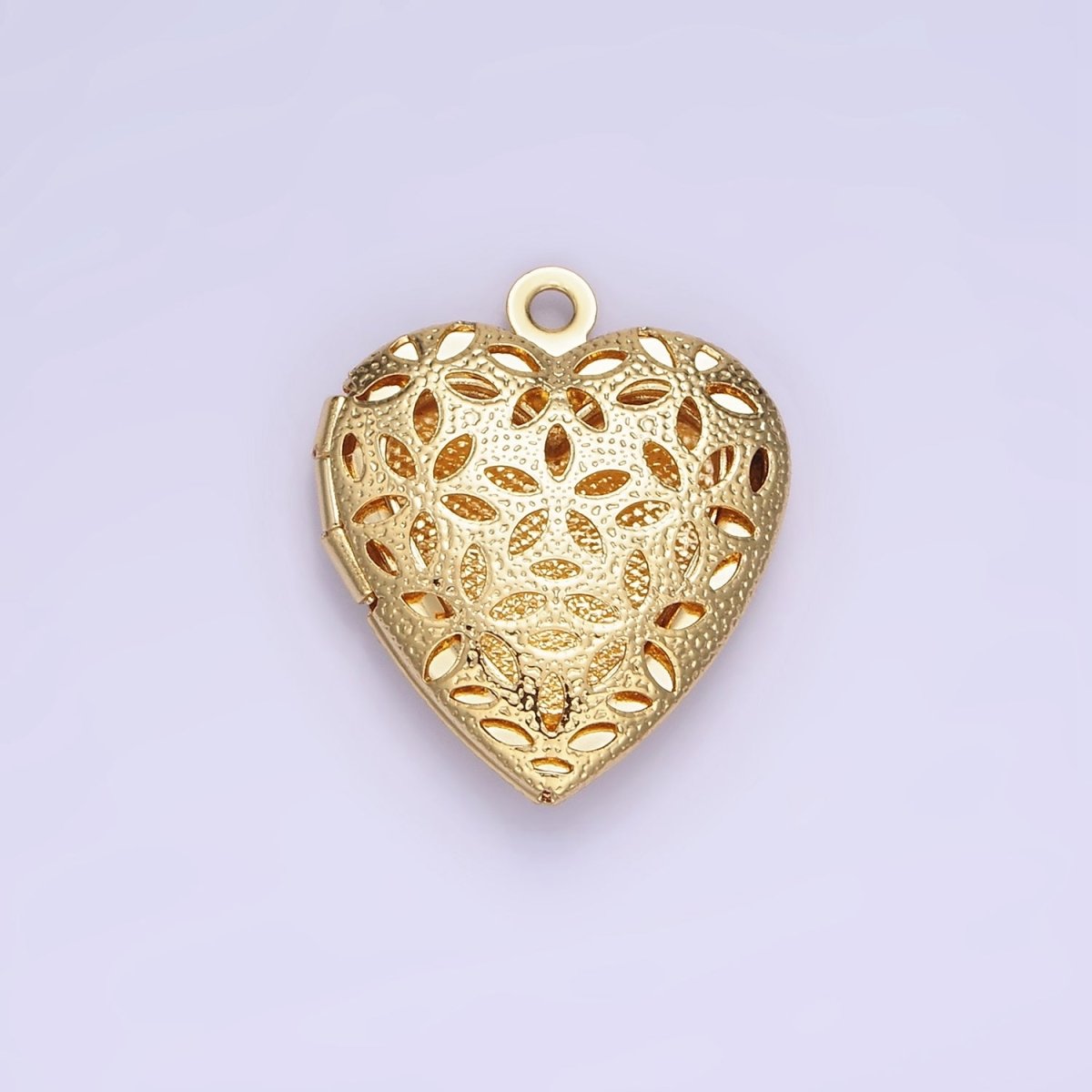24K Gold Filled Flower Filigree Dotted Heart Locket in Gold &amp; Silver | D399