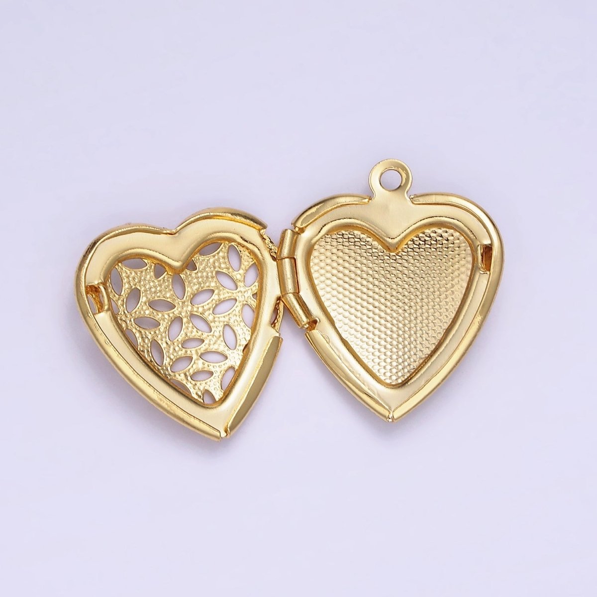 24K Gold Filled Flower Filigree Dotted Heart Locket in Gold &amp; Silver | D399