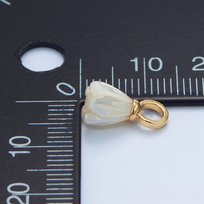24K Gold Filled Flower Shell Pearl Charm | P1878