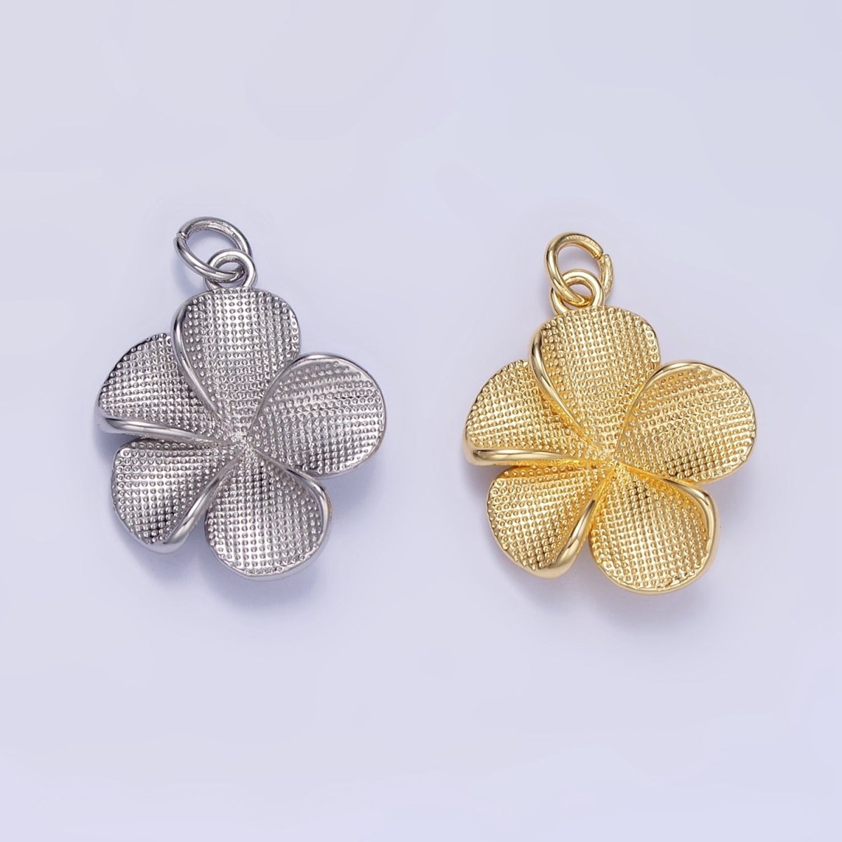 24K Gold Filled Flower Textured Charm in Gold &amp; Silver | C560