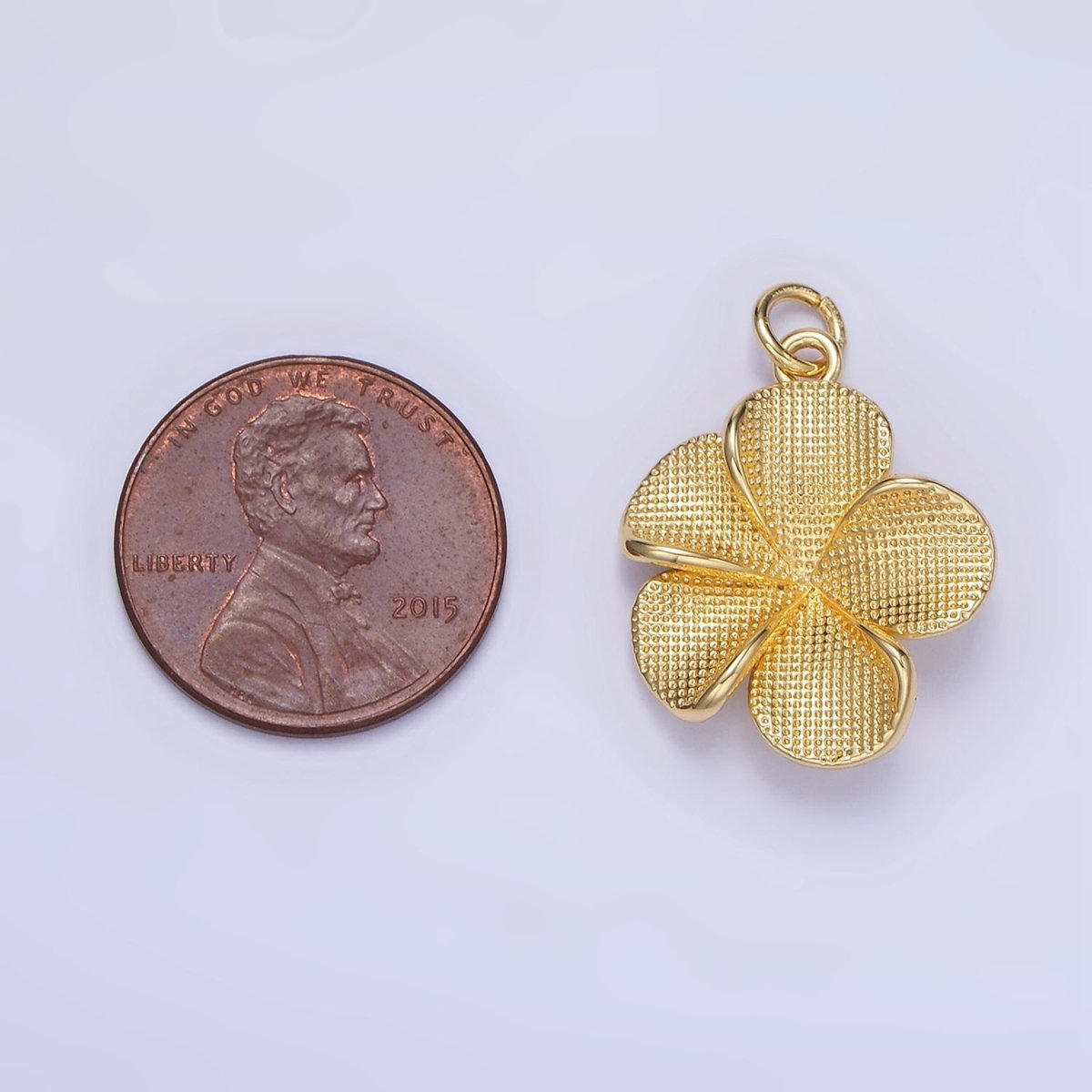 24K Gold Filled Flower Textured Charm in Gold &amp; Silver | C560