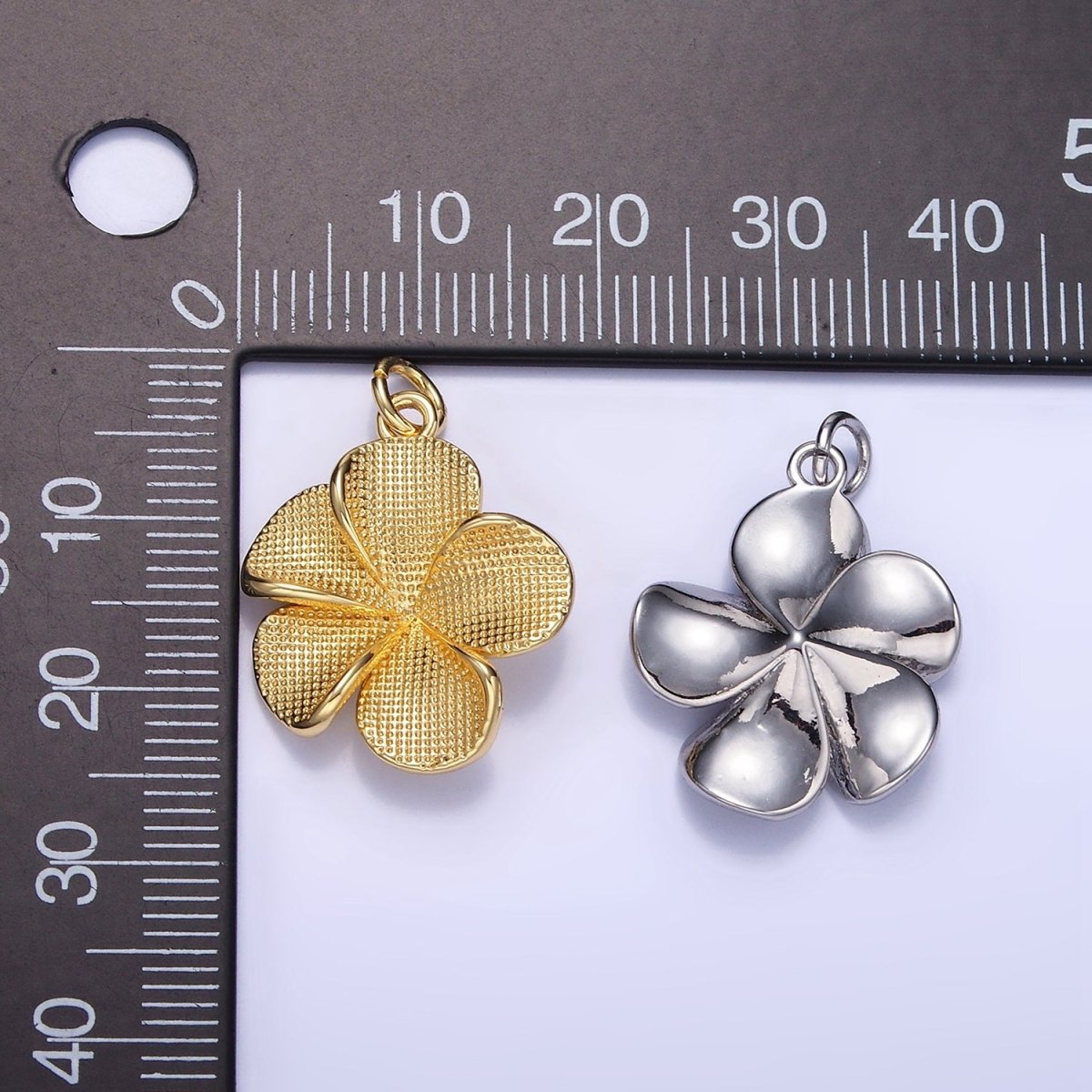 24K Gold Filled Flower Textured Charm in Gold &amp; Silver | C560