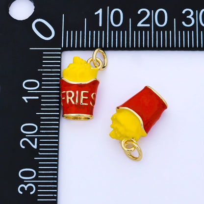 24K Gold Filled French Fries Enamel 3D Multidimensional Charm | AF1563
