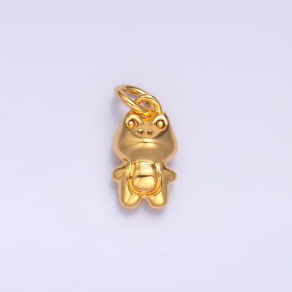 24K Gold Filled 10mm Frog Animal 3D Multidimensional Mini Charm in Gold &amp; Silver | W873
