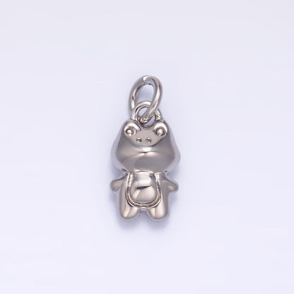 24K Gold Filled 10mm Frog Animal 3D Multidimensional Mini Charm in Gold &amp; Silver | W873