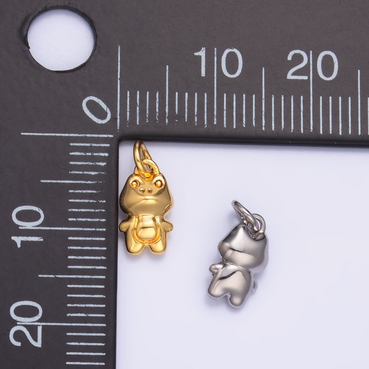 24K Gold Filled 10mm Frog Animal 3D Multidimensional Mini Charm in Gold &amp; Silver | W873