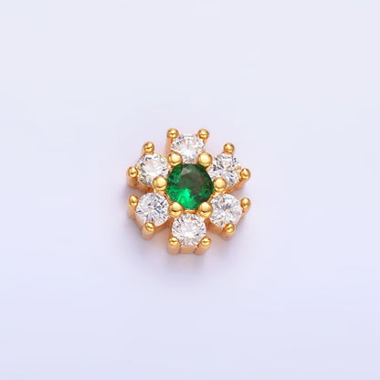 24K Gold Filled Fuchsia, Green, Black CZ Flower Bead | B310 B316