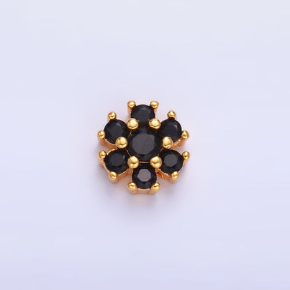 24K Gold Filled Fuchsia, Green, Black CZ Flower Bead | B310 B316
