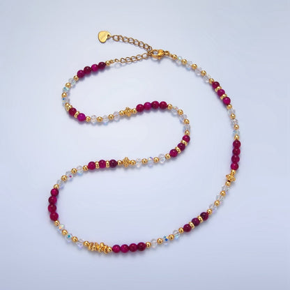 24K Gold Filled Gemstone Multifaceted Bead 16 Inch Necklace | WA-2651 ~ WA-2654