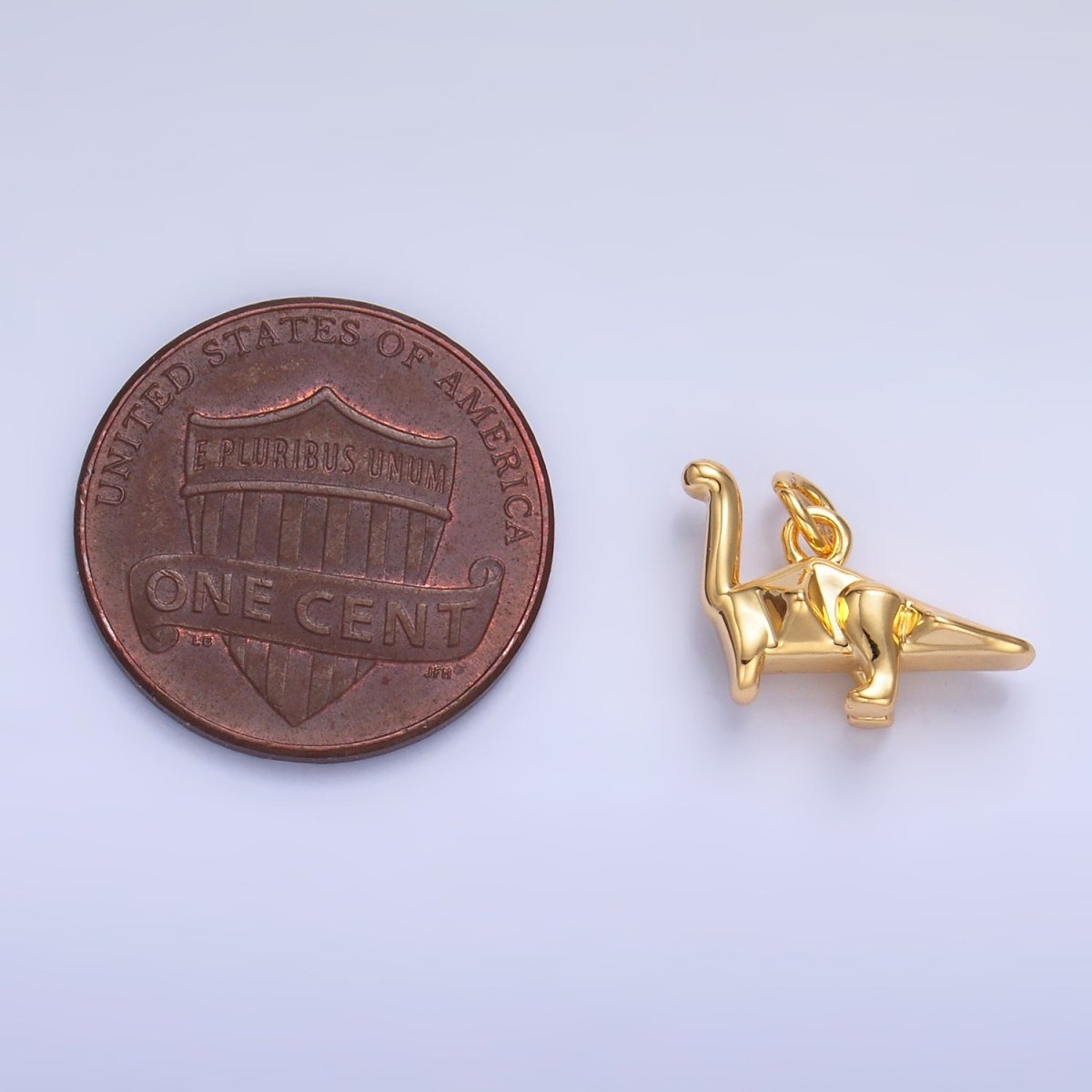 24K Gold Filled Geometric Brachiosaurus Dinosaur 3D Multidimensional Charm in Gold &amp; Silver | W351