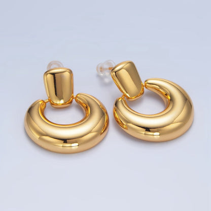 24K Gold Filled Geometric Bubble Door Knocker Drop Stud Earrings | AD771