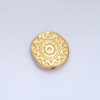 24K Gold Filled Geometric Celestial Sun Abstract Round Bead | B144
