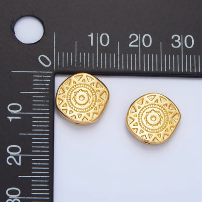 24K Gold Filled Geometric Celestial Sun Abstract Round Bead | B144