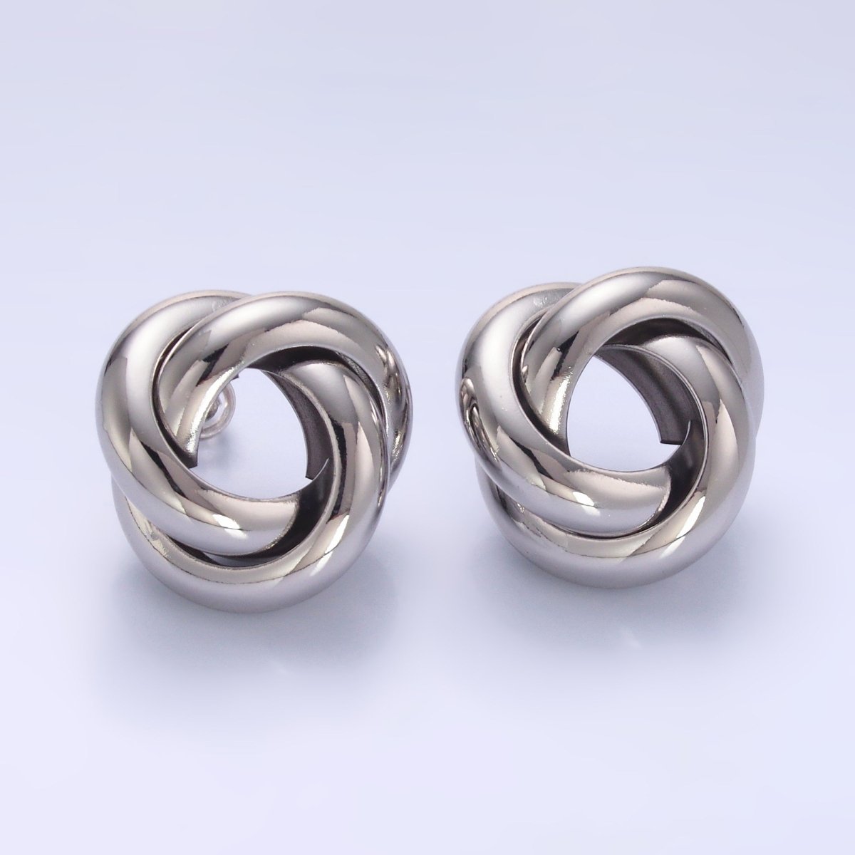 24K Gold Filled Geometric Circular Knot Stud Earrings in Gold &amp; Silver | AB699 AB700