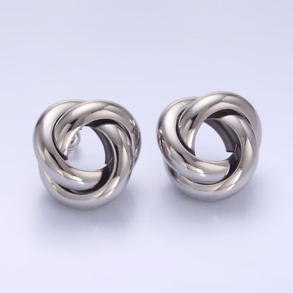 24K Gold Filled Geometric Circular Knot Stud Earrings in Gold &amp; Silver | AB699 AB700