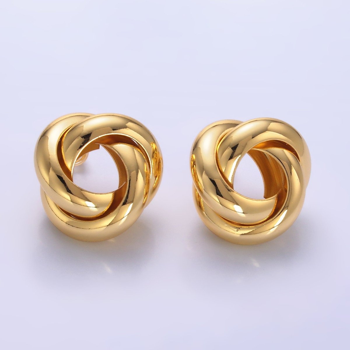 24K Gold Filled Geometric Circular Knot Stud Earrings in Gold &amp; Silver | AB699 AB700