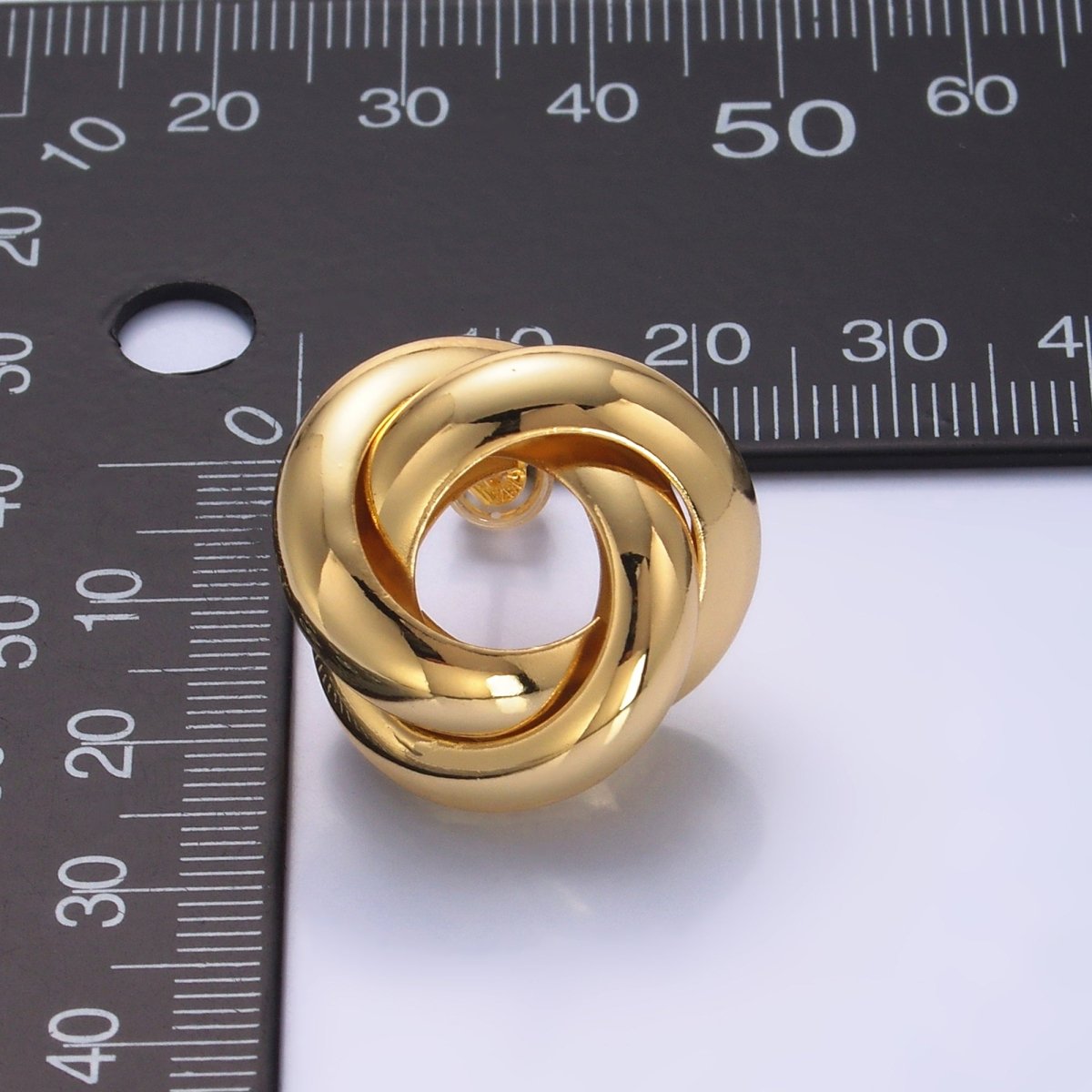 24K Gold Filled Geometric Circular Knot Stud Earrings in Gold &amp; Silver | AB699 AB700