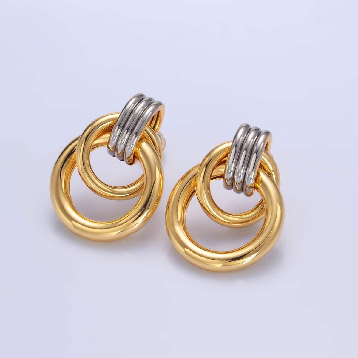 24K Gold Filled Geometric Circular Stud Earrings in Gold, Silver &amp; Mixed Metal | P361 P362 V249