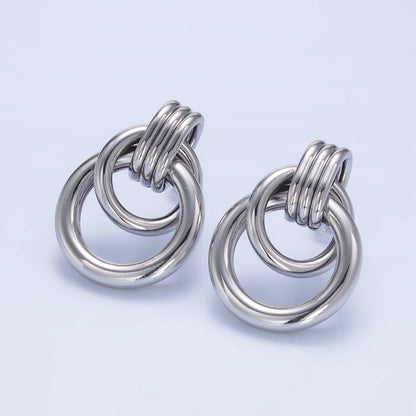 24K Gold Filled Geometric Circular Stud Earrings in Gold, Silver &amp; Mixed Metal | P361 P362 V249