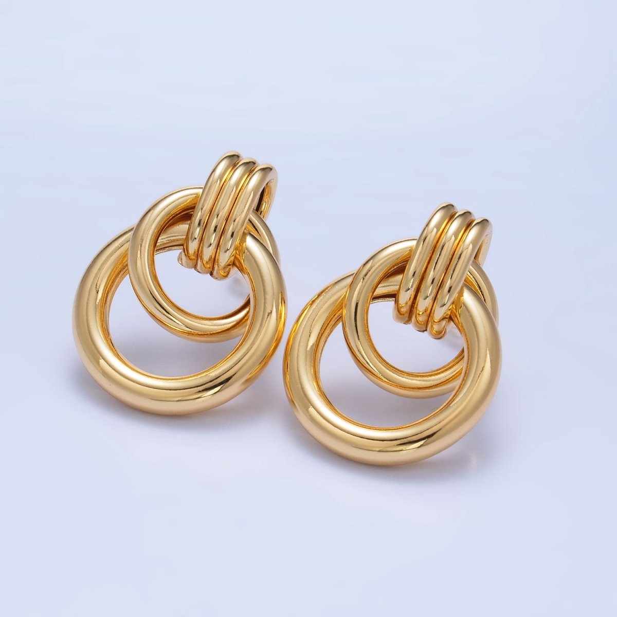 24K Gold Filled Geometric Circular Stud Earrings in Gold, Silver &amp; Mixed Metal | P361 P362 V249