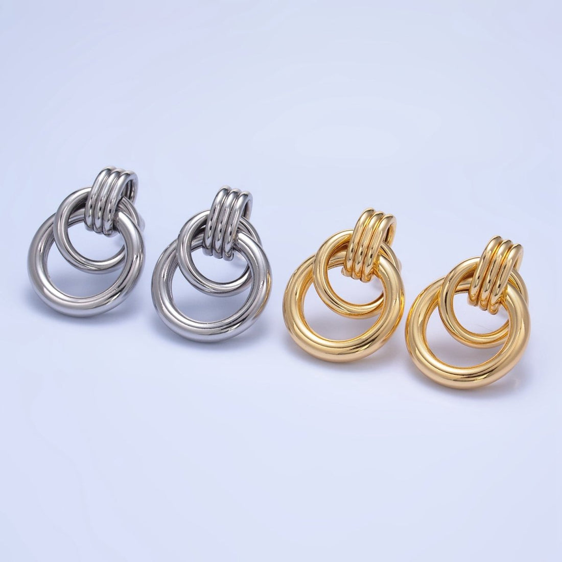 24K Gold Filled Geometric Circular Stud Earrings in Gold, Silver &amp; Mixed Metal | P361 P362 V249