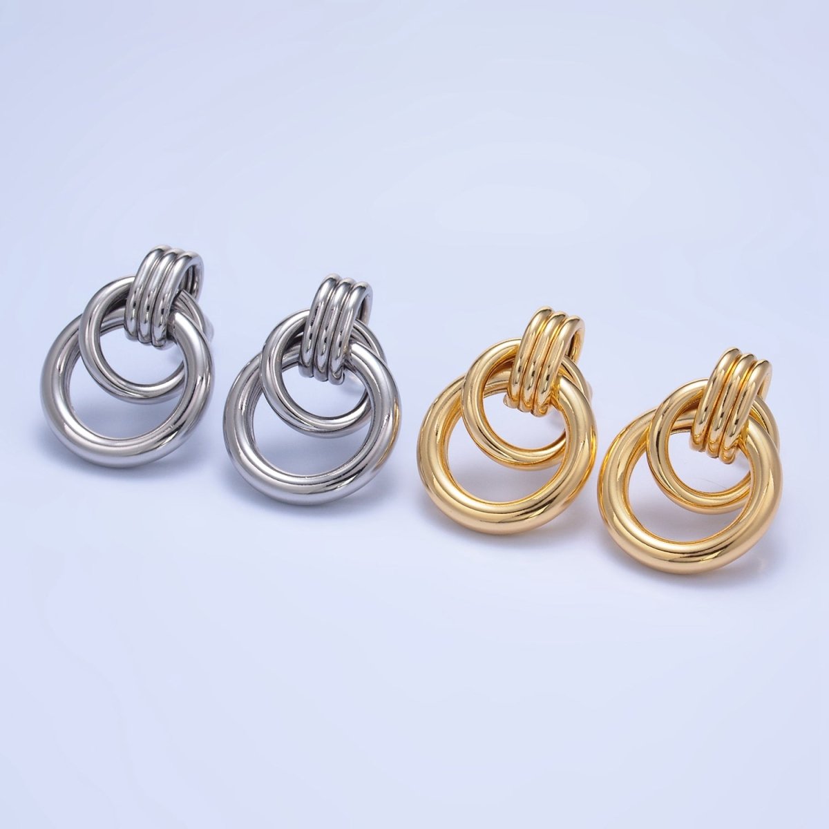 24K Gold Filled Geometric Circular Stud Earrings in Gold, Silver &amp; Mixed Metal | P361 P362 V249