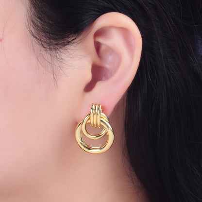 24K Gold Filled Geometric Circular Stud Earrings in Gold, Silver &amp; Mixed Metal | P361 P362 V249